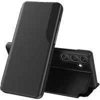 Wigento Handyhülle Fliphülle für Samsung Galaxy S26 Magnetische Smart View Schwarz 6,3 Zoll, Flip Case mit Sichtfenster und Standfunktion