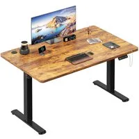 HOMALL Schreibtisch Höhenverstellbarer mit Gedächtnissteuerung, 110/120/140cm x 70cm (2-lagige Höhenverstellung mit sitzender Erinnerungsfunktion und USB-Ladeanschluss)