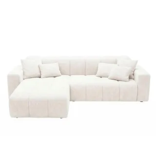 Graingold Ecksofa, Creme, Textil, Kiefer, 3-Sitzer, L-Form, Ottomane links,L-Form, 265x180 cm, Oeko-Tex®, Reach, Hergestellt in Europa, Handmade in Europe, Hergestellt in Europa, Made in EU, Real Wood, Wohnzimmer, Sofas & Couches, Wohnlandschaften, E