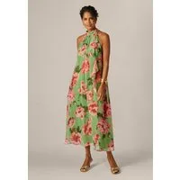 Adrianna Papell Maxikleid Print Halter Trapeze Luftiges und ausdrucksstarkes Neckholder-Kleid mit Blumenmuster