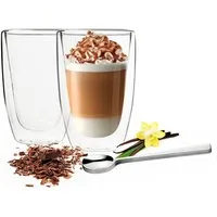 Sendez Thermoglas 2 Doppelwandige Latte Macchiato Gläser 450ml Kaffegläser, Glas