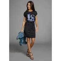 Laura Scott Shirtkleid mit Bindetaille und Frontprint