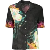 Desigual Blusenshirt Stylisches Damen Kurzarmhemd in Schwarz mit Muster