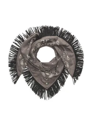 Kaschmirweiches Bandana mit Paisleymuster und Fransen braun