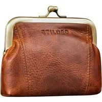 STILORD Geldbörse "Goldie" Vintage Kiss-Lock Münzbeutel Kleines Portemonnaie Damen Leder