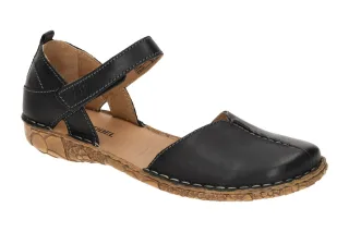Josef Seibel Damen Sandale 79542 Schwarz Keilabsatz Klettverschluss