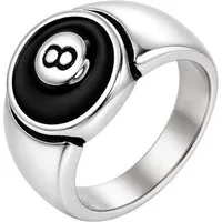 Taffstyle Fingerring Siegelring Herren Edelstahl 8 Ball Ring Biker Rocker massiv silber (Massiver Edelstahl-Siegelring mit detailreichem 8 Ball Motiv, 15 mm Ringkopf und markantem Biker Design Billiard Kugel)