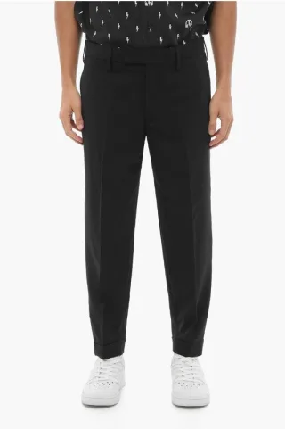 Slim Fit-Hose mit normaler Taille und Knöchelreißverschluss in Schwarz
