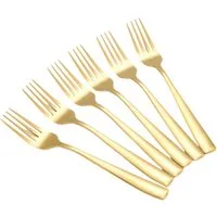 Cheffinger Besteck-Set 6er Set goldene Menügabel aus hochwertigem Edelstahl Modern & Elegant, Edelstahl