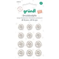Gründl Bastelnaturmaterial Gründl Druckknopf-Set Ø 13-15 mm silber 12 Stück
