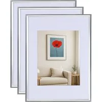 IDEAL TREND Bilderrahmen 3er 5er Set New Lifestyle Kunststoff Bilderrahmen mit Passepartout & K, für 1 Bilder (3 St), Schrägschnitt Passepartout
