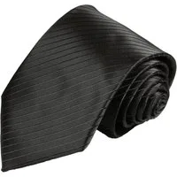 Paul Malone Krawatte Herren Hochzeitskrawatte uni gestreift - Mikrofaser - Bräutigam Schmal (6cm), schwarz V21