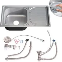 Mucola Edelstahlspüle Edelstahlspüle Spülbecken Einbauspüle Küchenspüle Spüle Eckig Zubehör, Rechteckig, 76/42 cm, (Set, 1 St., Nein), Anti-Kondensbeschichtung