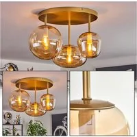 hofstein Deckenleuchte Deckenlampe aus Metall/Glas in Goldfarben, ohne Leuchtmittel, Glasschirme (19,5 cm, 22 cm, 14 cm), 3 x E14, ohne Leuchtmittel