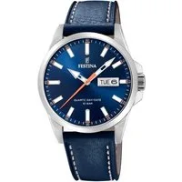 Festina Quarzuhr F20358/3, Armbanduhr, Herrenuhr, Damenuhr, Lederarmband, Datum