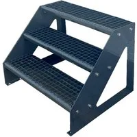 Kaminbau Mierzwa Außentreppe Premium Treppe Anthrazit mit oder ohne Geländer, für Geschosshöhen bis 57.00 cm, Stufen Gitterroststufen nach DIN 24531, (Höhe 57 cm, Stufenbreite und Geländerart wählbar), Gartentreppe Stahltreppe Wetterfest Rostfrei Feu