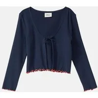 s.Oliver Cardigan Indoor-Jacke Weiche Rippjacke mit Bindeband und Konstrastdetails