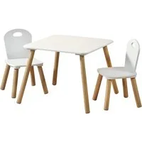 Kesper Kindertisch Kindertisch mit 2 Stühlen, Faserplatte, 55 x 55 x 45 cm, Farbe: Weiß