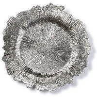 MAGIC by Inge Dekoteller, Dekoteller 33cm Kunststoff mit Rillen - Silber metallic