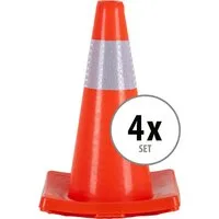 Stagecaptain Markierungshütchen LK-450 Leitkegel aus Kunststoff - Warnkegel 45 cm hoch - Orange (4 St), Reflektierende Pylone - Verkehrshütchen Stapelbar