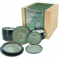 CreaTable Teller-Set Nordic Fjord (18-tlg), 6 Personen, Steinzeug, je 6 Speiseteller 26 cm, Suppenteller 22,5 cm, Dessertteller 19,5 cm