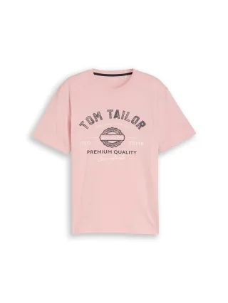 Tom Tailor - T-Shirt mit Logo-Print twinkle pink - Gr. - L