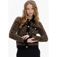 Passioni Cardigan Flauschig mit Leo-Print