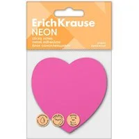 Erich Krause Haftnotizblock, Haftnotizen 70x70mm Neon Herz wiederablösbar 50 Blatt Pink