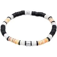 Kuzzoi Bead-Armband-Set Herren Heishi Fimo Beads Vintage Surfer 925 Silber, Heishi Beads
