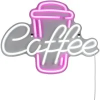 Reality Leuchten LED Dekolicht Flaches Neon-Schild Café, Breite 40cm, LED fest integriert, USB Dekoleuchte, Wand-Lampe Neonschrift mit Netzteil & Schalter