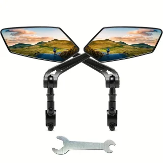 2pcs Bike Handlebar Mirrors For Bicycle Ebike Scooter Snowbike Adjuatable Wide Angle Rear View And 360° Rotatable Safety