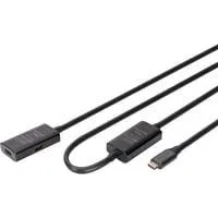 Aktives USB 3.2 Gen 1 Verlängerungskabel, USB-C Stecker > USB-C Buchse schwarz, 10 Meter, Repeater Kabel