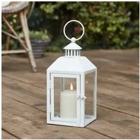 Lights4fun LED Laterne Kleine weiße "Perth" Gartenlaterne mit TruGlow® LED-Kerze