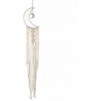 FOUORTUNATE-BEE Wanddekoobjekt Makramee Traumfänger Mond Wanddeko Handgefertigt Boho Schlafzimmer, Geflochtener Traumfänger Mond Wanddeko Boho Zimmer Deko ohne LED