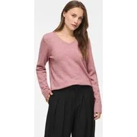 Vila V-Ausschnitt-Pullover VIRIL V-NECK L/S KNIT TOP - NOOS Materialmix, regular fit