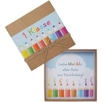ZauberDeko Geschenkbox Geldgeschenk Kraft Verpackung MIT NAME Einschulung 1.Klasse Bunt