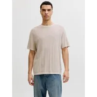 Jack & Jones Kurzarmpullover JJEBRADLEY KNIT TEE SS LN Baumwolle, mit vertikaler Rippstruktur
