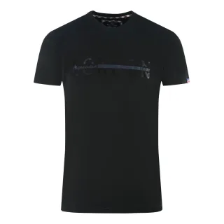Aquascutum London 1851 Split Logo Schwarzes T-Shirt