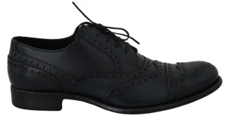 Dolce & Gabbana Dunkelblaue Leder Wingtip Oxford Anzugschuhe