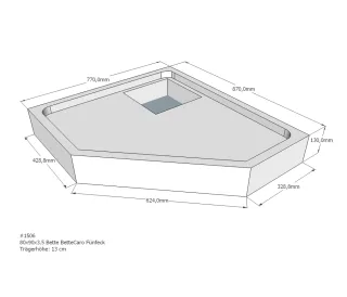 Neuesbad Wannenträger für Bette Caro 80x90x3,5 Fünfeck SD22707