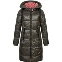 SUBLEVEL Steppjacke Damen Mantel mit Kapuze extra lange Winter Jacke Parka