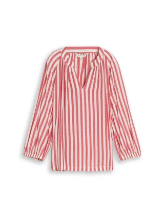 Tom Tailor - Tunika Bluse mit Streifen soft scarlet red stripe - Gr. - 40