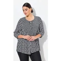 Ulla Popken Tunika Bluse A-Linie Smok-Einsatz farbiges Minimalmuster