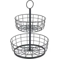 WENKO Etagere Multi-Korb-EtagÃ¨re, Metall, moderne Gemüse- und Obstschale mit Griff, 2-stöckiger Obstkorb