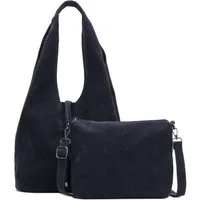 ITALYSHOP24 Schultertasche Damen Tasche Set 2in1 Shopper Hobo Bag Handtasche Crossbody Velours (Spar-Set 2 in1 Hobo + Crossbody Bag / Schmucktasche, Leichtgewicht, Wildleder Optik), Umhängetasche Workbag Body Bag Beuteltasche Freizeit Wildleder Optik
