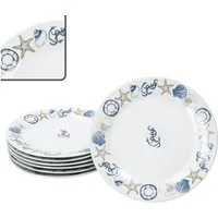 MamboCat Frühstücksteller Neptun 6er Set Kuchenteller Porzellan Dessert-Teller maritim Anker