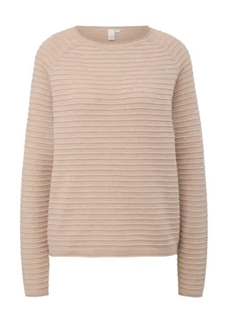 Q/S designed by - Pullover mit Strukturmuster braun - Gr. - M