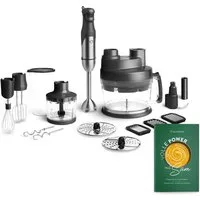 Springlane Stabmixer Set Sam aus Edelstahl inkl. inkl. Pürierstab, Behälter mit Deckel, 800,00 W, Zerkleinerer, Schneebesen, Rühr- & Knethaken & Küchenmaschine