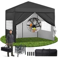 DAITORE Faltpavillon 3x3 m Gartenpavillon mit 4 Seitenteilen Höhenverstellbar, mit 4 Seitenteilen, Wasserdicht, Pop-Up, 3 Stufen höhenverstellbar, 4 Seitenteile