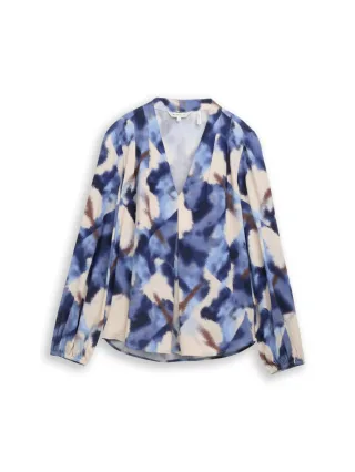 Tom Tailor - Bluse mit Muster blau - Gr. - 34